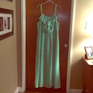 Green floral foley maxi dress